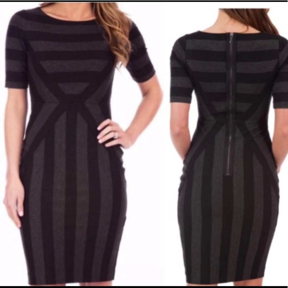 Anthropologie Maeve Geoplane Black and Gray Dress Size 4